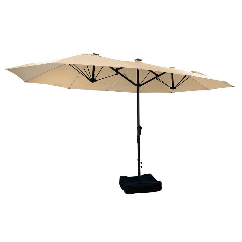 15ft Double-Sided Patio Umbrella with Lights Large Outdoor Umbrella