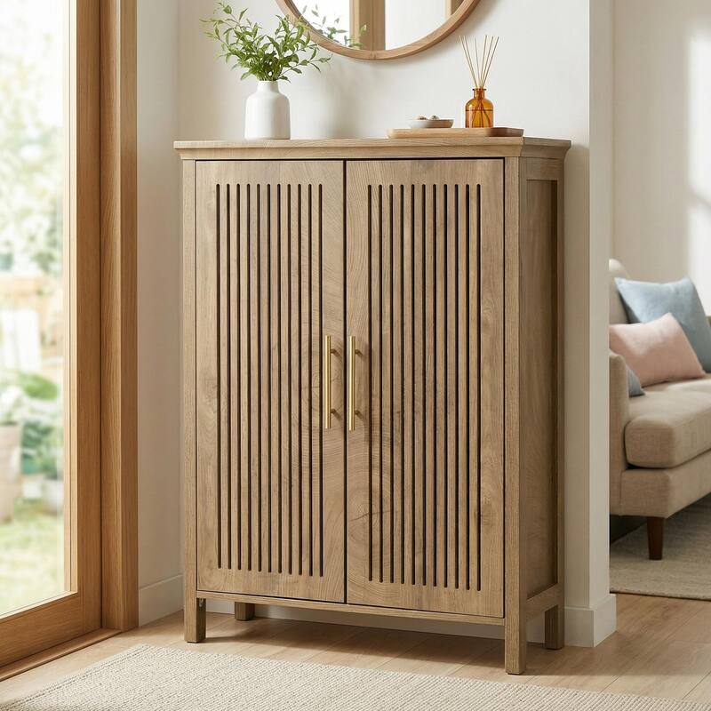 24 Pair Shoe Storage Cabinet With Door And Adjustable Shelves - 5-TIER