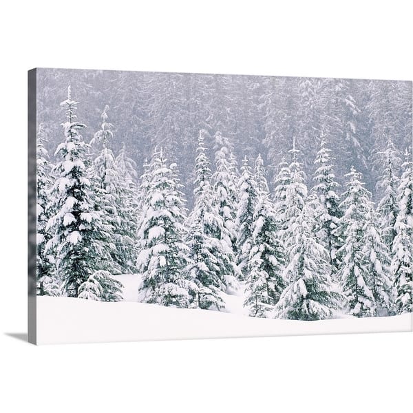 slide 2 of 10, "Snow covered pine trees" Canvas Wall Art