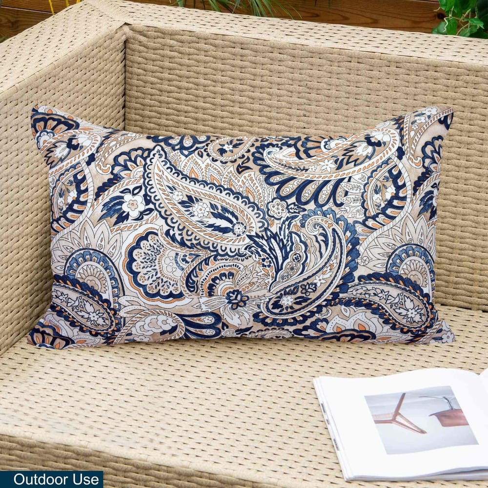Decorative Indoor Outdoor Waterproof Throw Pillows 12''x20'' Inches with Inserts for Your Patio Furniture, Chairs, Indoor Décor
