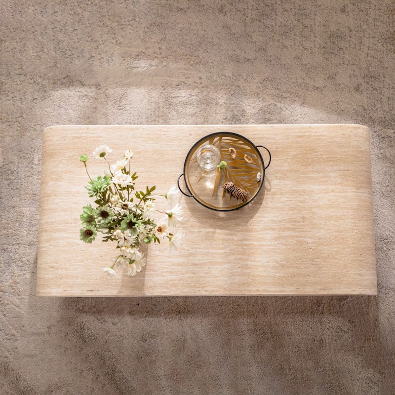 47.24" Wood Coffee Table Central Table with Open Storage