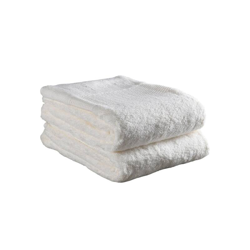 HomeRoots Set of Two Ivory Cotton 13" X 13" Quick Dry Terry Cloth Washcloths - 13.00' X '13.00' X '1.00