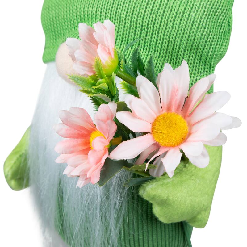 Standing Gnome with Glittered Frog Hat Spring Decoration - 14.5"