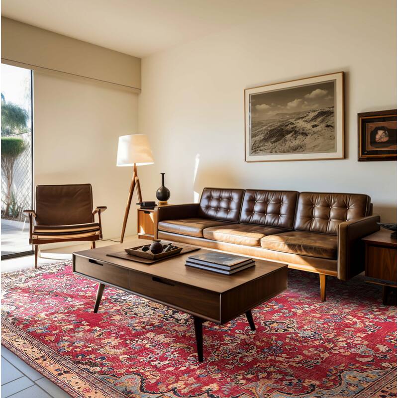 ECARPETGALLERY Hand-knotted Antalya Vintage Dark Red Wool Rug - 7'3 x 9'11