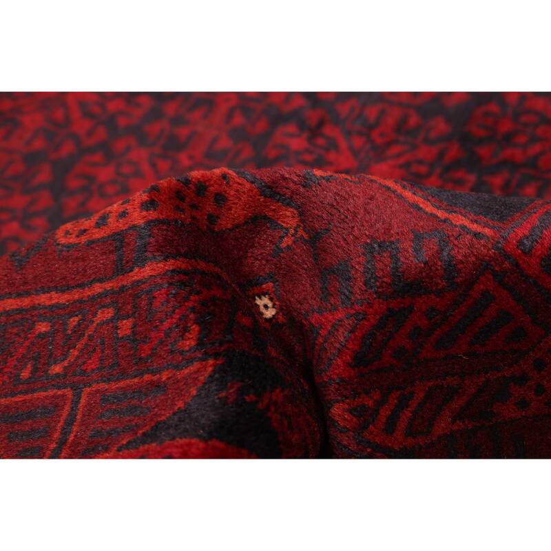 ECARPETGALLERY Hand-knotted Teimani Dark Red Wool Rug - 4'4 x 6'3