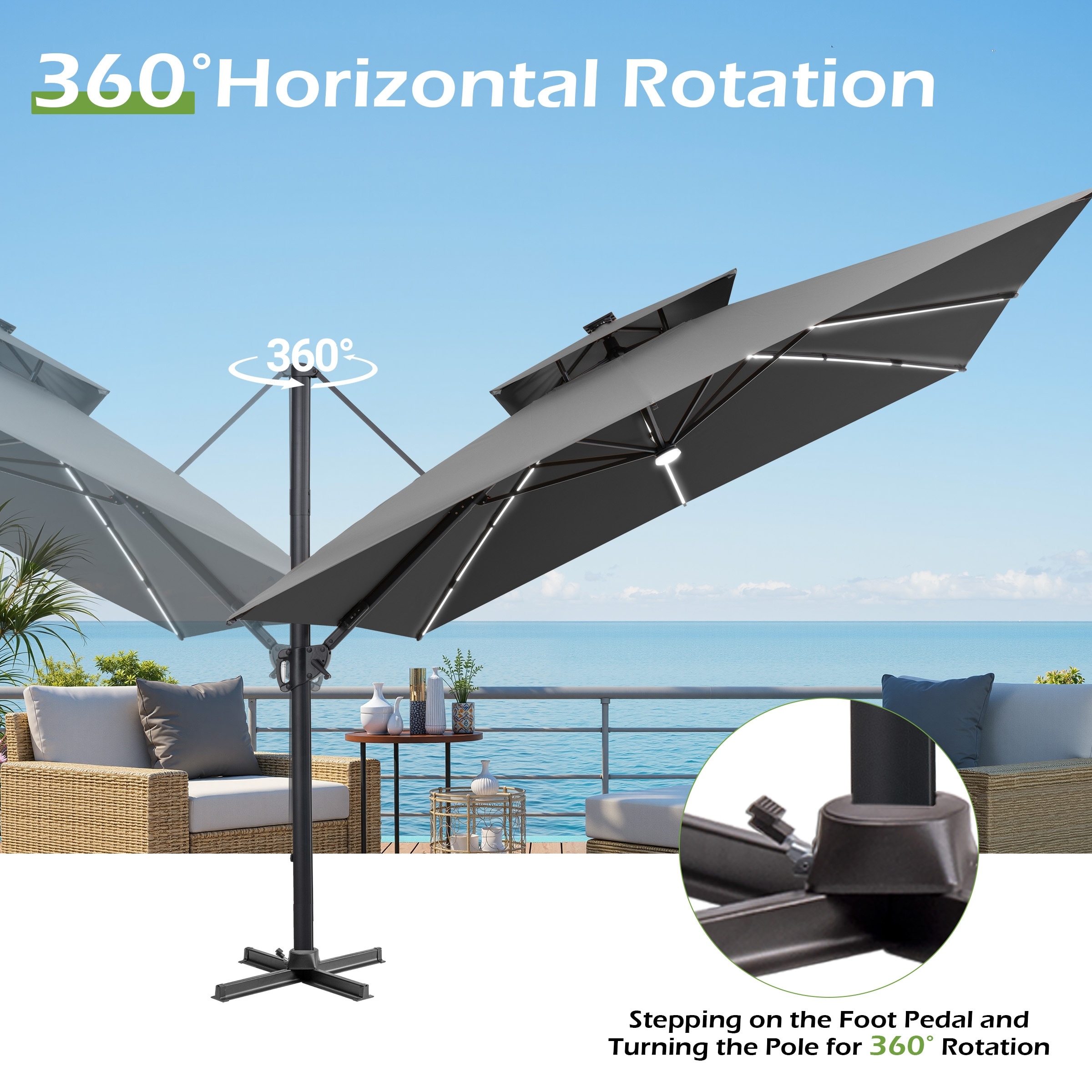 best 11 foot patio umbrella Treasure Garden ft Octagonal Outdoor (High-Performance Auto-Tilt) there is a vent to maximize air flow and prevent stuffiness.The offset umbrella base is included Crestlive Products - 11-ft Aluminum