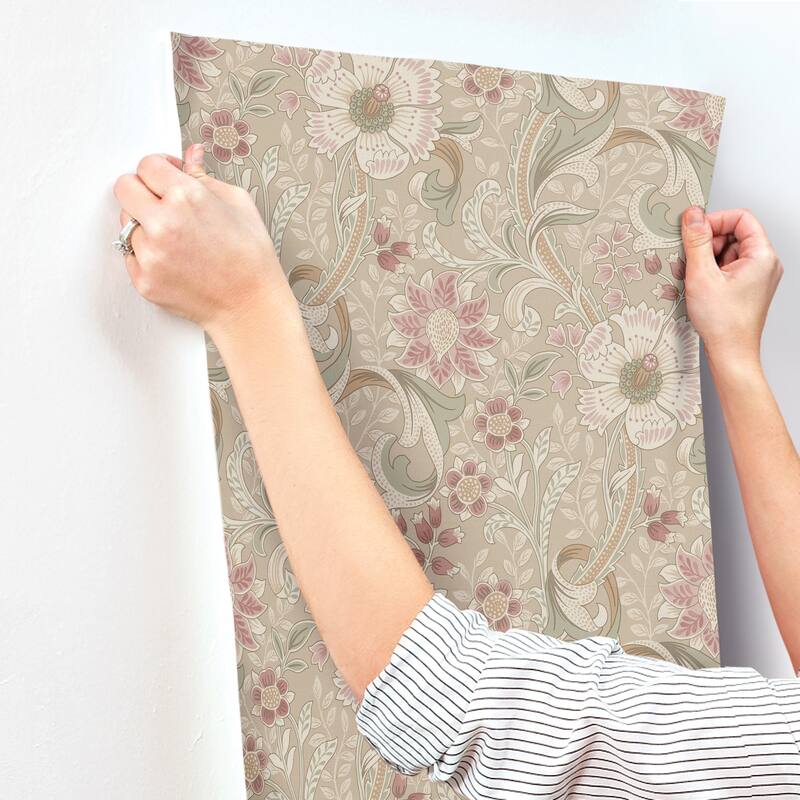 Chesapeake Liora Taupe Floral Trail Wallpaper