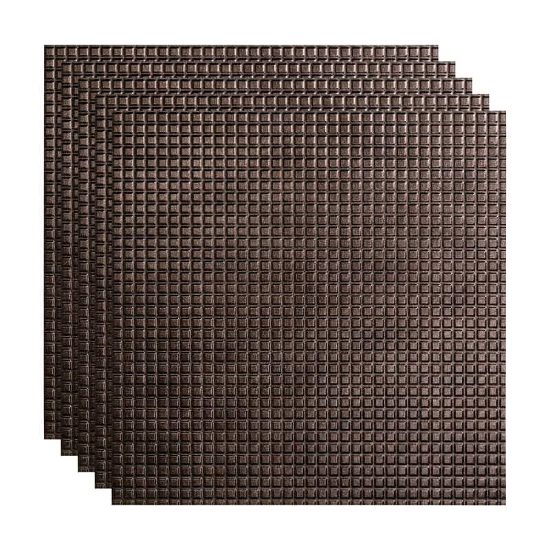 FASÄDE Square Decorative Vinyl 2ft x 2ft Lay in Ceiling Panel in Smoked Pewter (5 Pack) - 5 Pack - Smoked Pewter