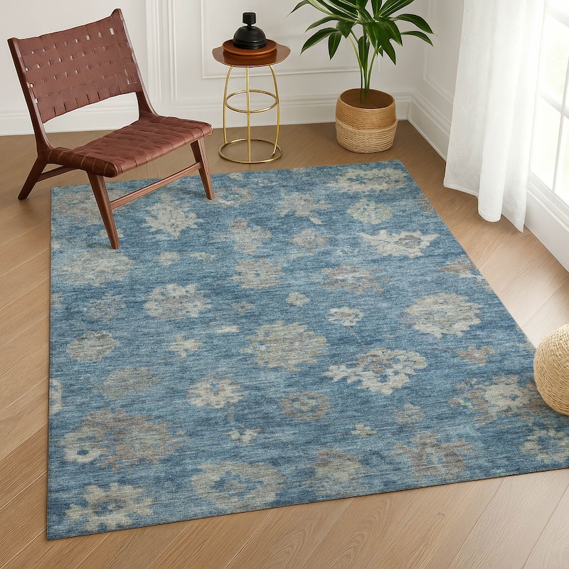 Machine Washable Indoor/ Outdoor Casual Traditional Chantille Rug