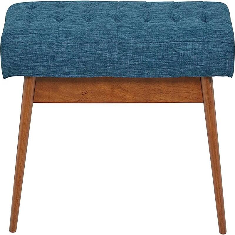 Upholstered Button-Tufted Bench Blue 44" W
