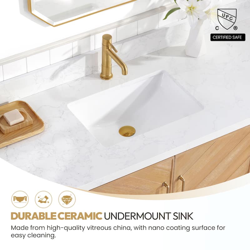 Karachi Bath Vanity with White Grain Stone Top, no Mirror