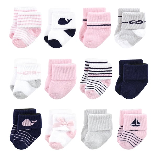 slide 1 of 1, Luvable Friends Baby Boy Newborn and Baby Terry Socks, Sailboat 12-Pack 0-6 Months - Sailboat 12-Pack