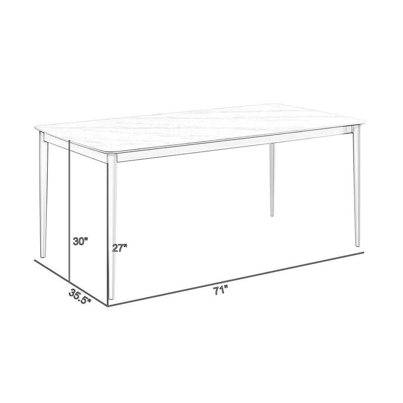 Rue 71 Inch Outdoor Patio Dining Table, Sintered Stone Top, White Frame
