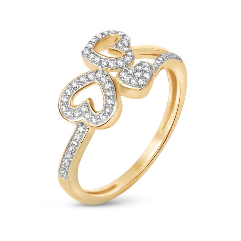 1/6ct TDW Triple Heart Diamond Promise Fashion Ring in 10K Gold for Women