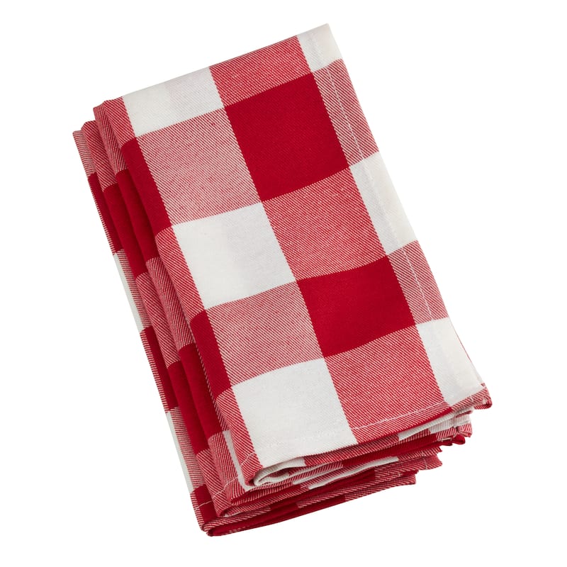 Buffalo Plaid Check Pattern Design Cotton Napkins (Set of 4)