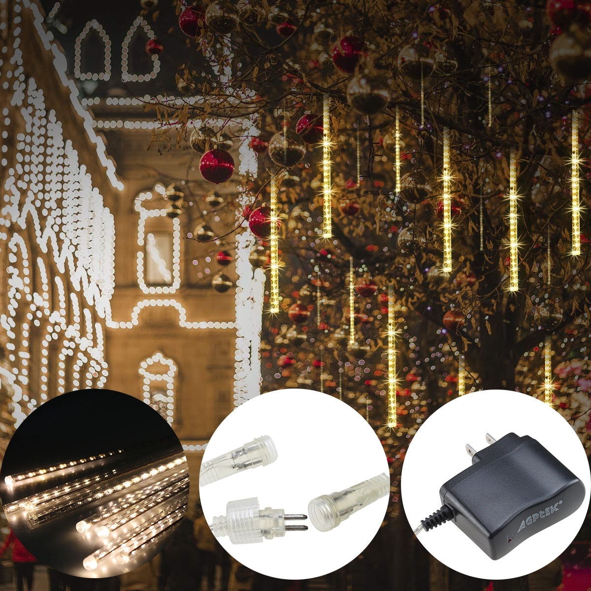 50CM LED Lights Meteor Shower Rain Tube Snowfall Christmas Wedding Party Outdoor