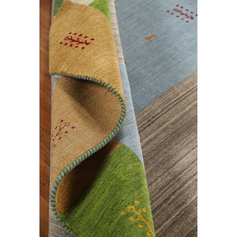 Hand Knotted Oriental 100% Wool Carpet Tribal Animal Pictorial Multi-Colored Gabbeh Area Rug - 9' 10'' X 6' 5''