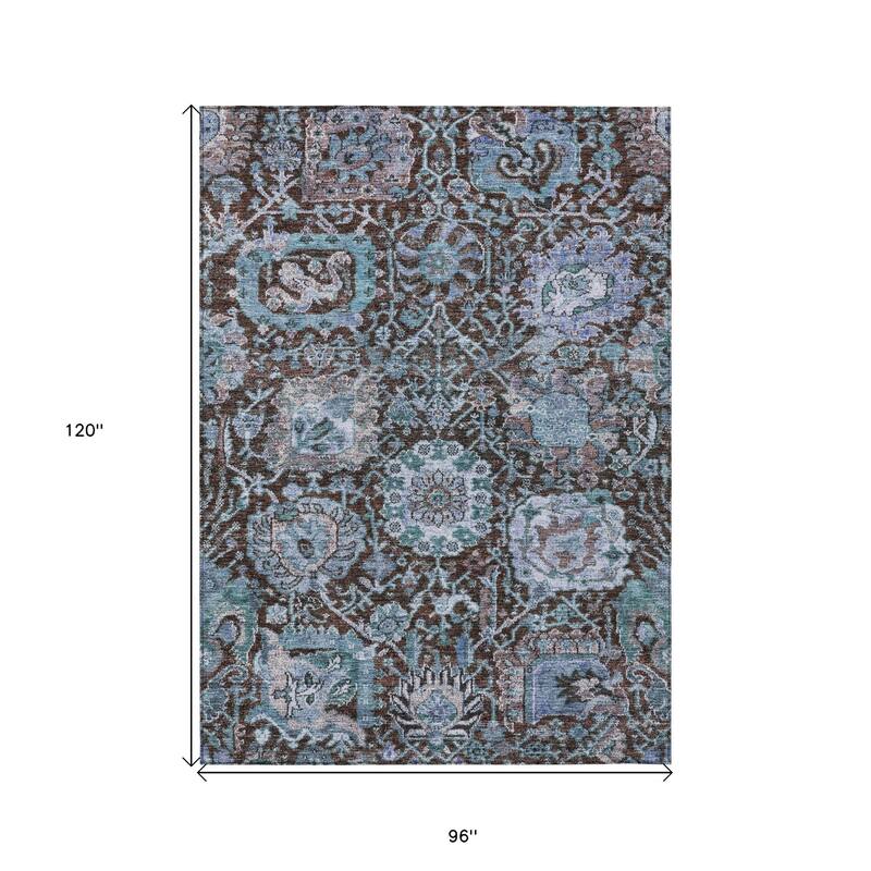 HomeRoots Damask Traditional Rectangle Outdoor Rug