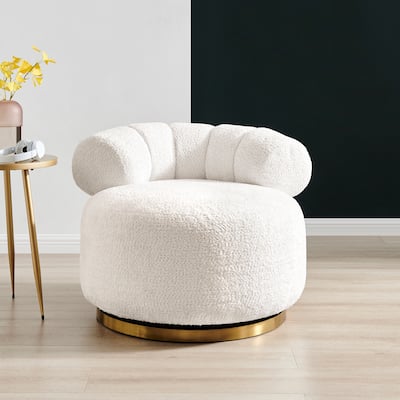 NPD Furniture Marcy Fabric with Gold Base Swivel Accent Chair