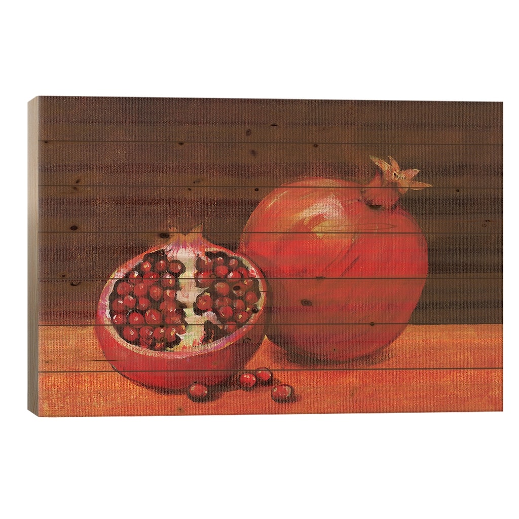 Pomegranate Still Life II Print On Wood by Tim OToole - Multi-Color