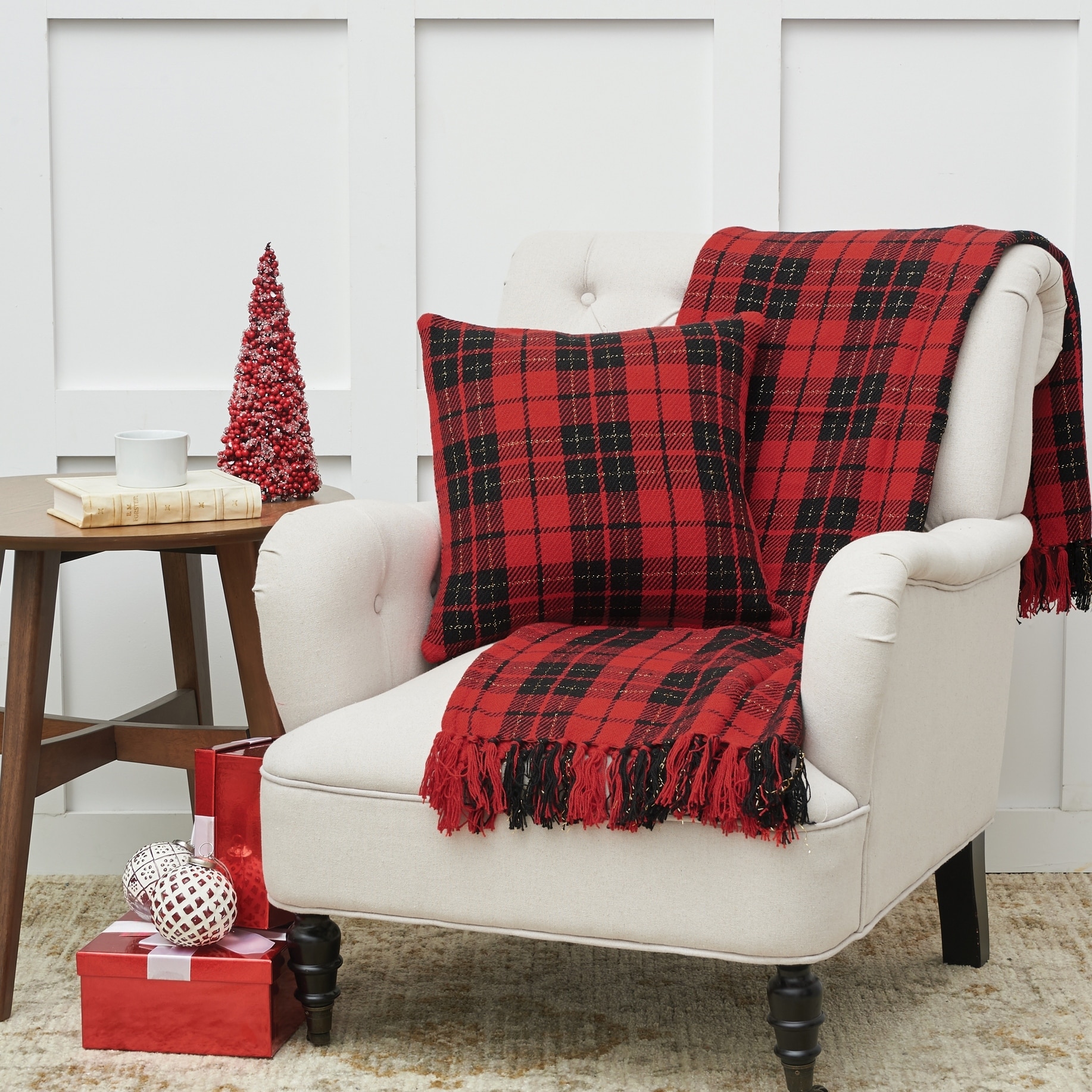 Red and black plaid throw pillows new arrivals