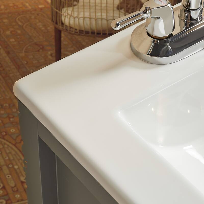 18" Fully Assembled Freestanding Bathroom Vanity with Top, Solid Wood Cabinet & Soft-Close Door and Drawer Design