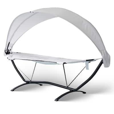 Sea Breeze Luxury Steel Frame Lounger With Canopy - Champagne