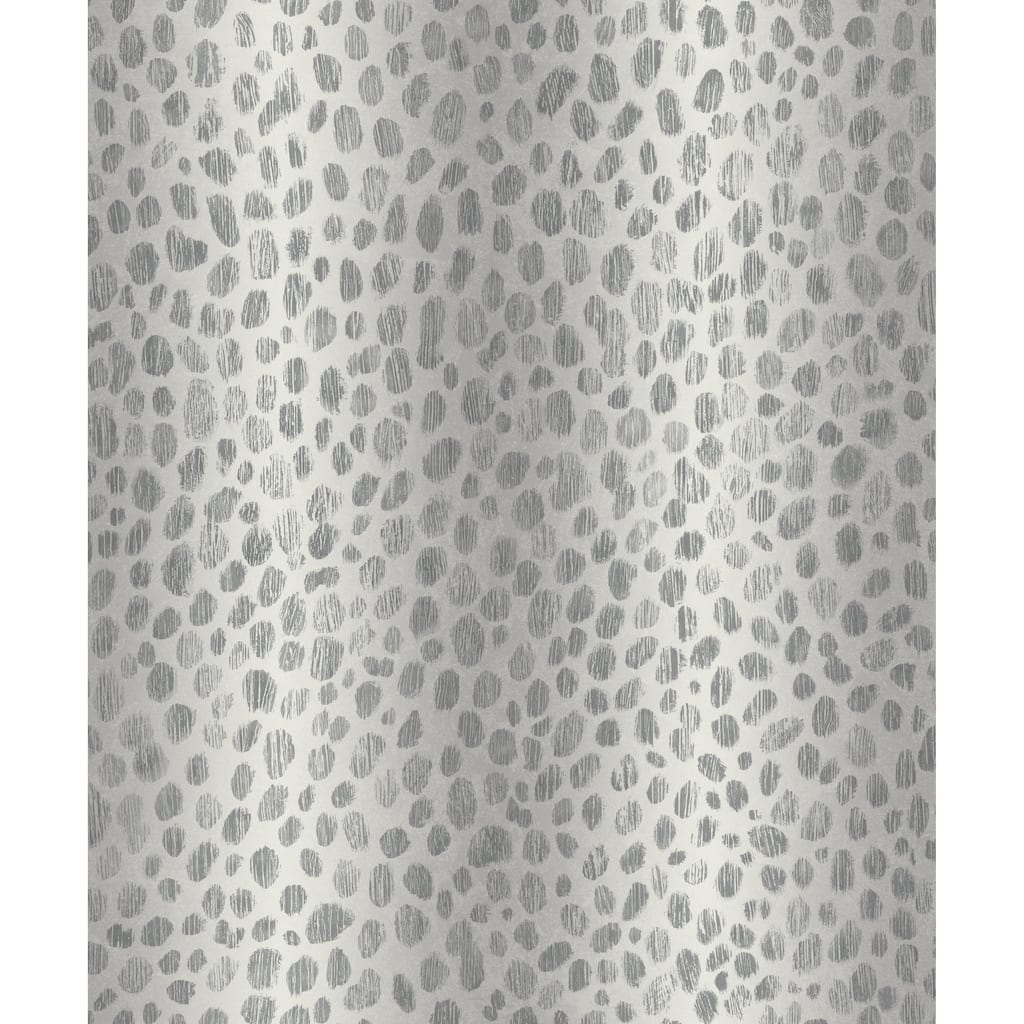 Leopard Skin Print Silver Vinyl Wallpaper - 20.8 in. W x 33ft L - Double Roll