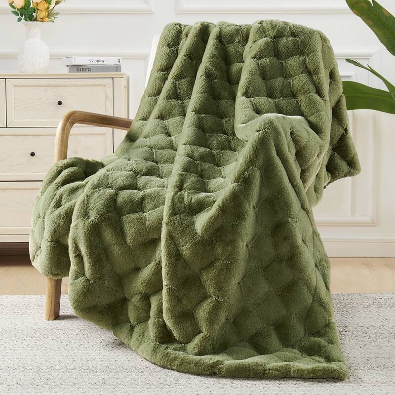 Christmas jacquard imitativerabbit fauxfur throw 50"x60"