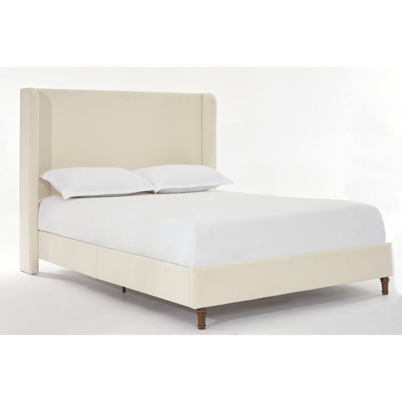 Elegant Upholstered Bed with Wingbacks and No Box Spring for Relaxing
