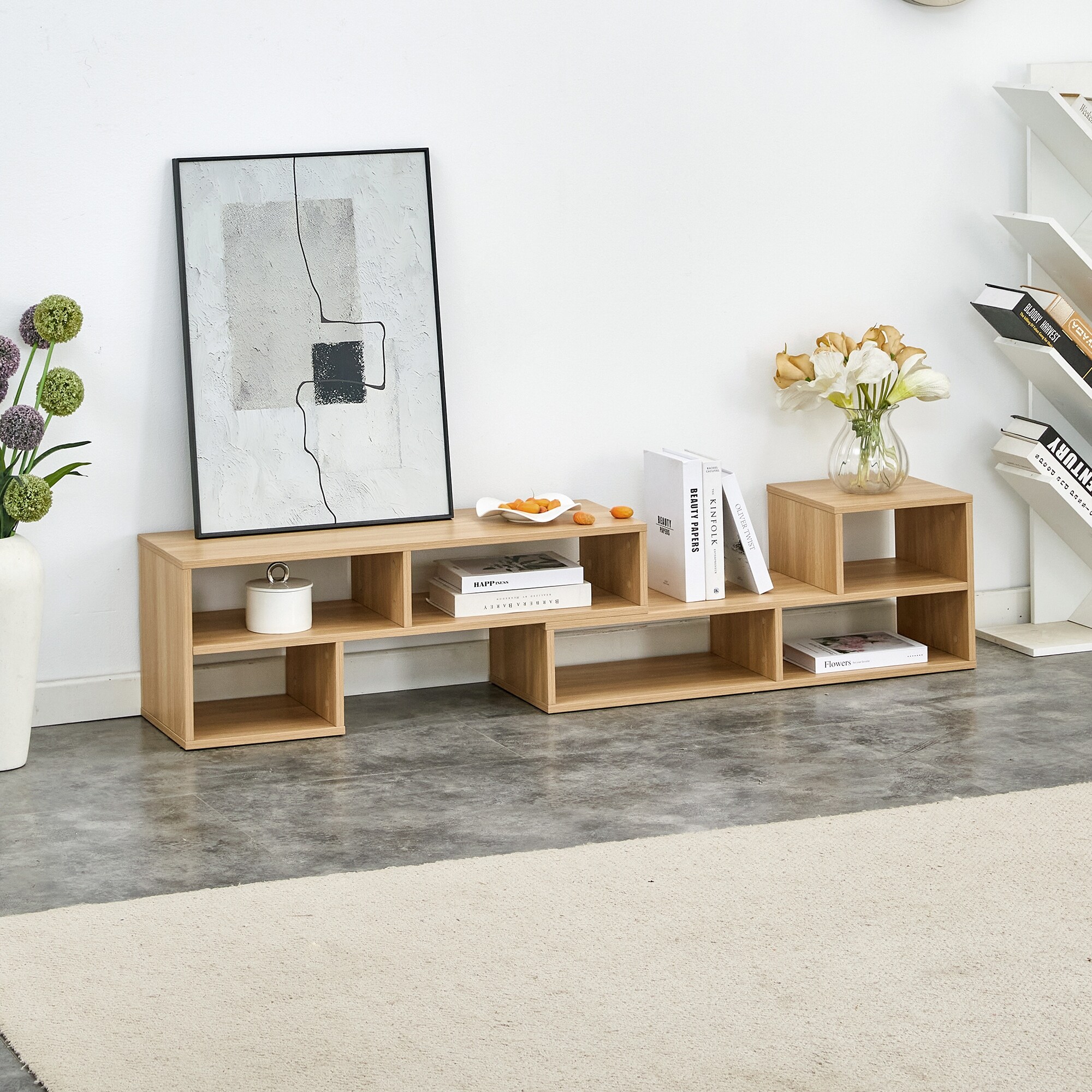 2 Pieces Free Combination L-Shaped Cube TV Stand Bookcase,2 Shelf