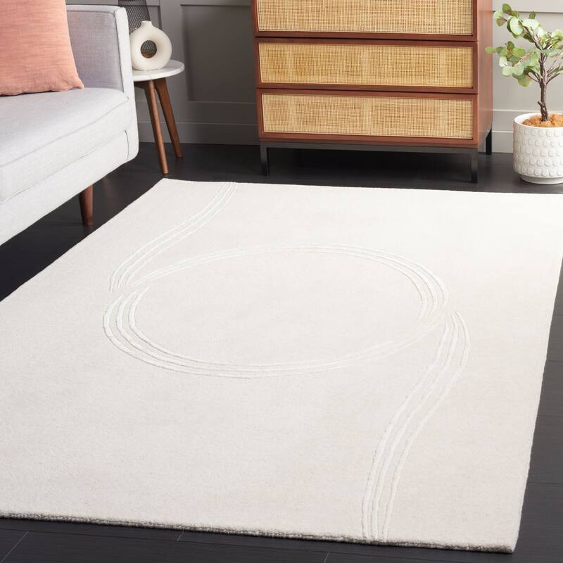 SAFAVIEH Handmade Soho Violeta Modern Wool Rug - 3' x 5' - Beige/Ivory