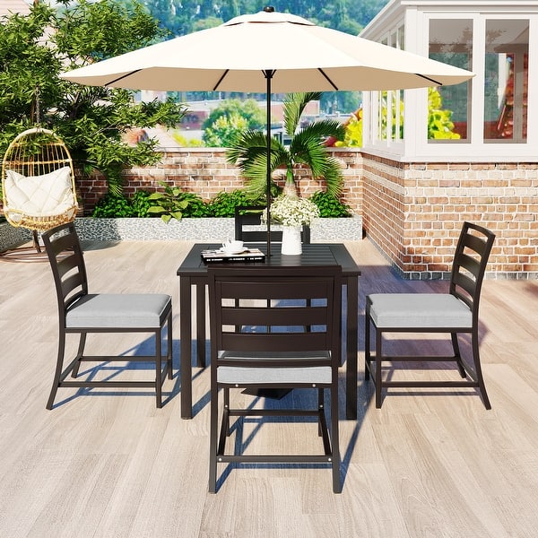 4-person Dining Table Set w/ Umbrella Hole for Outdoor Patio Table Set -  Bed Bath & Beyond - 38406263