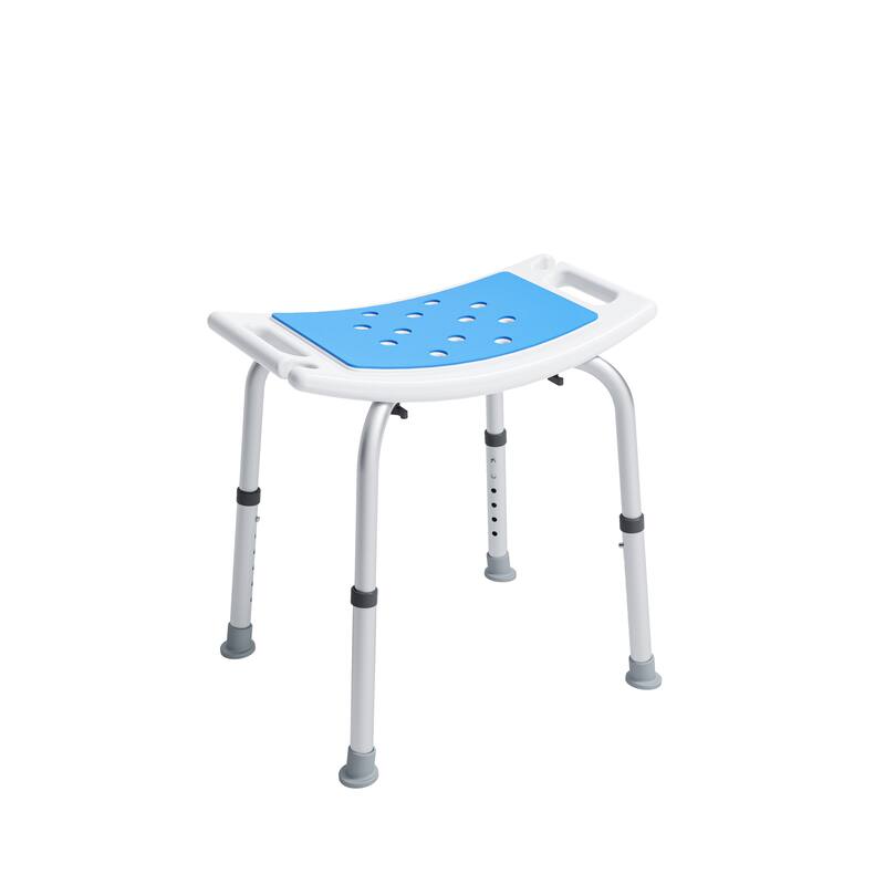 Shower Chair, 6 Levels Height Adjustable, Safety Shower Stool with Non-Slip Seat Plate and Foot Pads, 400 LBS Weight Capacity - White