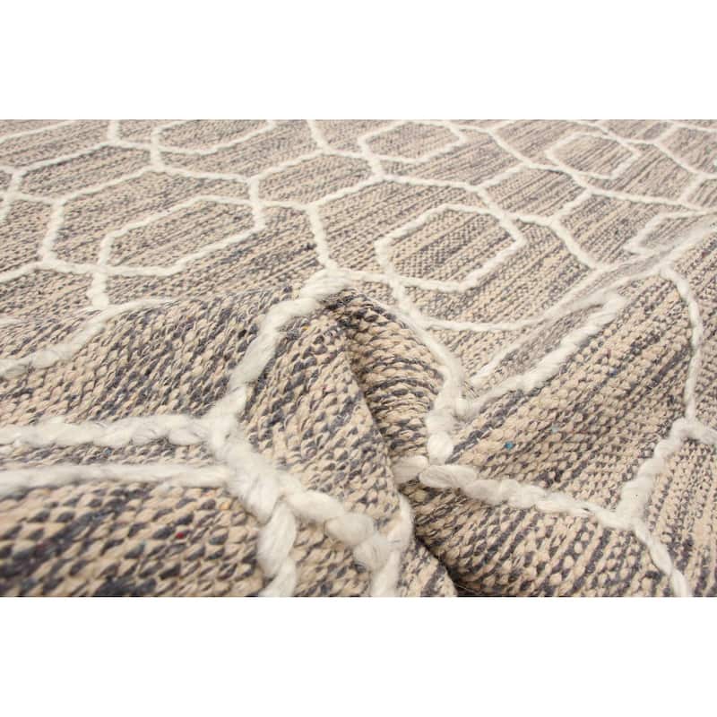 ECARPETGALLERY Braid weave Sienna Light Khaki Wool Rug - 5'0 x 6'9