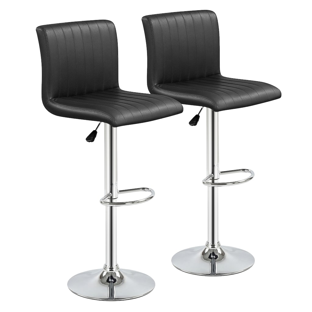 Gymax Bar Stools Set of 2 Adjustable Swivel Barstools w/Back &