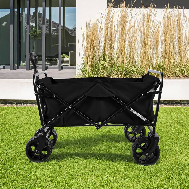 100L Collapsible Folding Beach Wagon Cart with 220Lbs Large Capacity, Wagons Carts Heavy Duty Foldable with Big Wheels