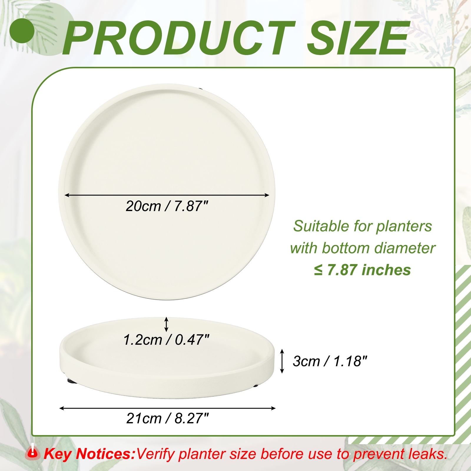 Ceramic Plant Saucers, Round Flower Planter Water Trays Ceramic Plant Saucer Pot Tray