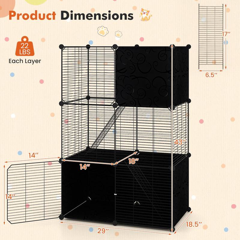 Costway 3-Tier Indoor Metal Wire Kitten Enclosure with 2 Ramps, Pet - See Details