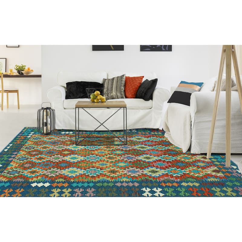 Flatweave Said Red/Blue Rug - 6'8" x 9'10"