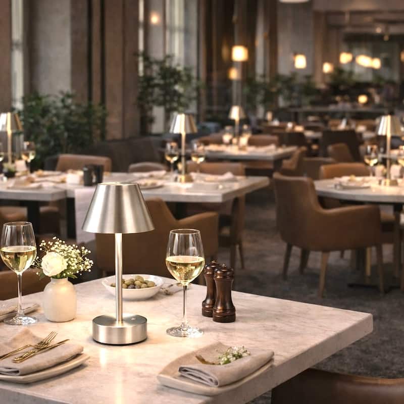 Aurora Rechargeable Brushed Nickel LED Table Lamp