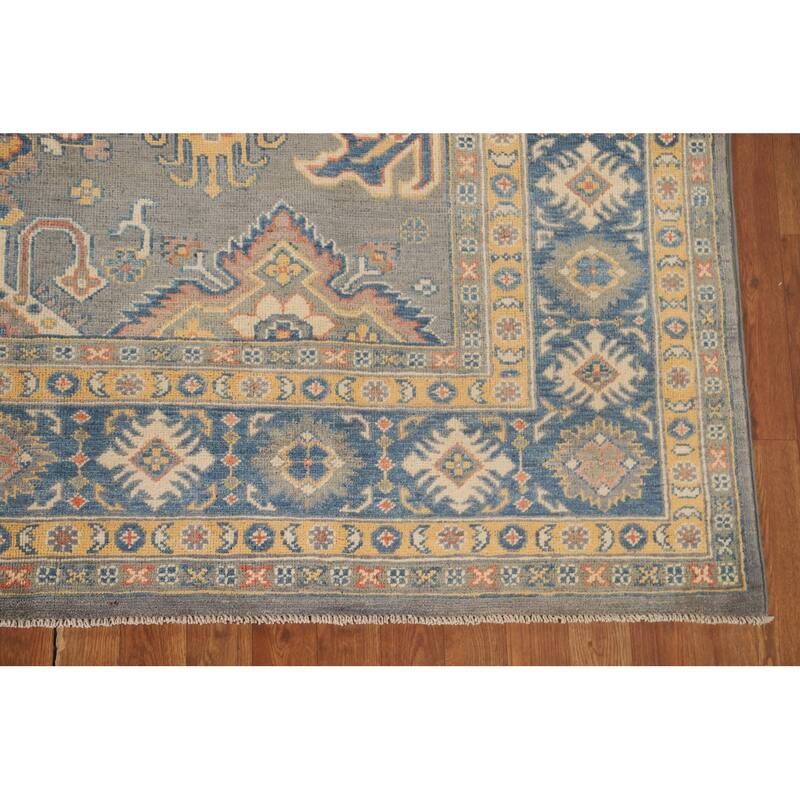Gray Kazak Area Rug Hand-Knotted Wool Carpet - 6'5" x 9'9"