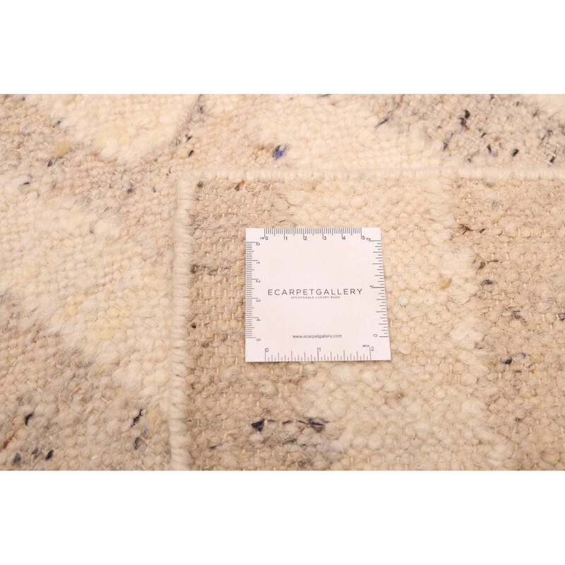 ECARPETGALLERY Flat-Weave Marrakech Cream Wool Kilim - 5'6 x 7'4