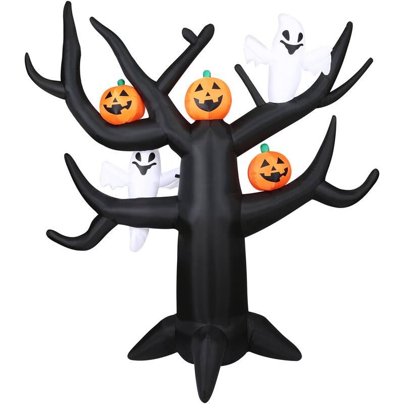Haunted Hill Farm 8-Ft. Pre-Lit Inflatable Spooky Tree with Ghosts and Pumpkins