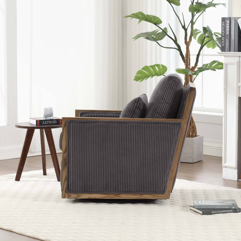 Swivel Barrel Chair, Comfy Accent Sofa Chair for Living Room, 360 Degree Swivel Barrel Club Chair