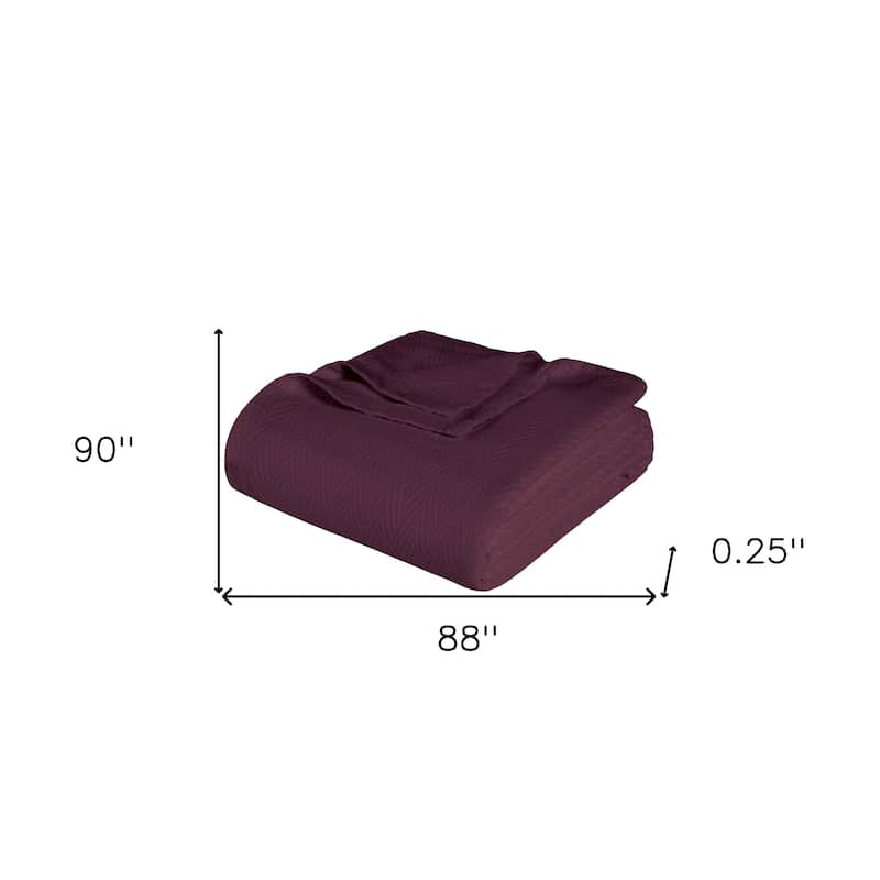 HomeRoots Queen Plum Cotton Woven Chevron Blanket