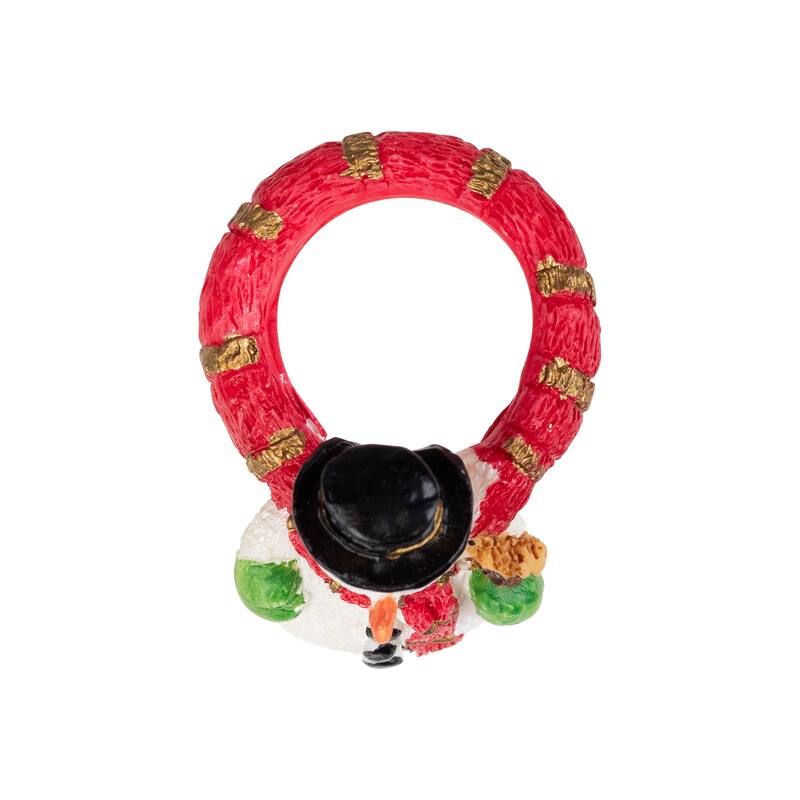 Smiley Snowman with Top Hat Christmas Taper Candle Rings - 1.5" - Set of 8