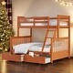 preview thumbnail 2 of 18, Artsy Twin-Over-Full Bunk Bed with Ladders and Two Storage Drawers, Maximized space, Solid Construction, Walnut