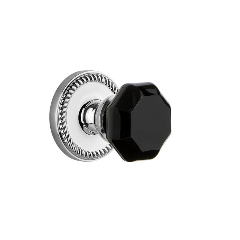 Grandeur Newport Solid Brass Rose Single Dummy Door Knob with Lyon - Bright Chrome