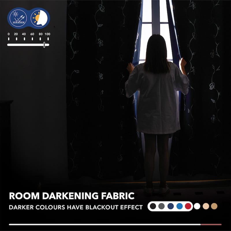 Deconovo Room Darkening Silver Floral Curtains (2 Panels)